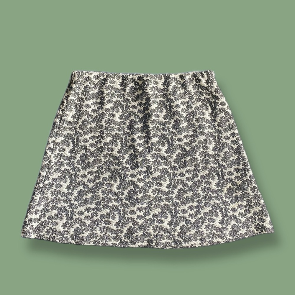 Urban Outfitters Black and White Smocked A-Line Mini Skirt